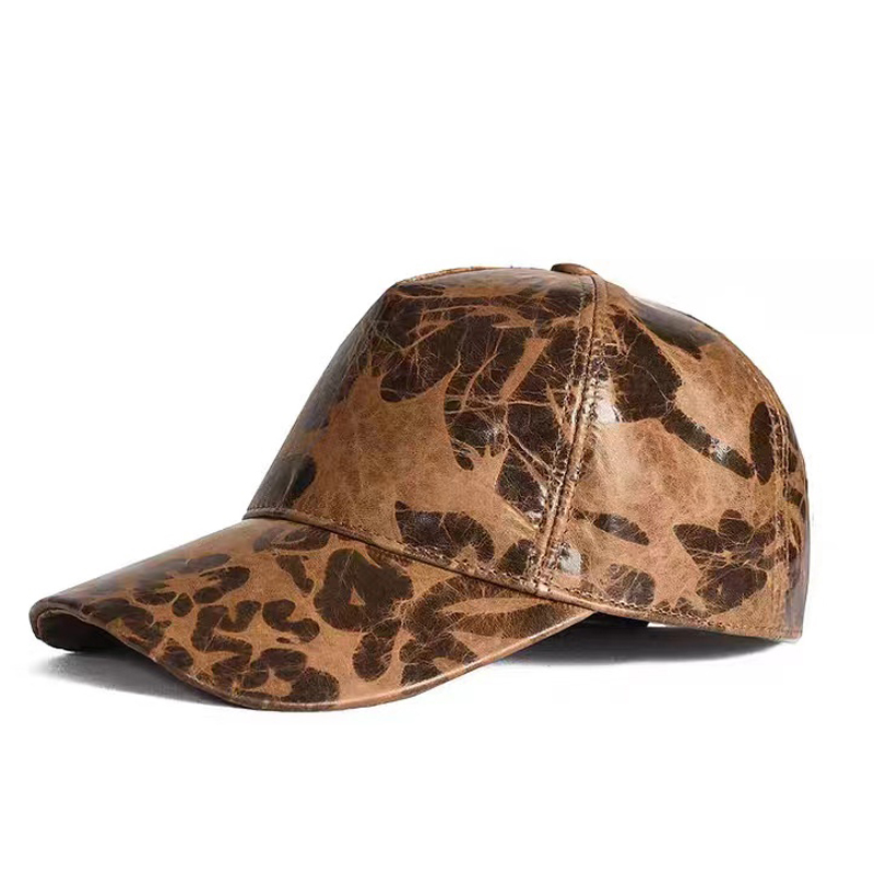 Baseball Cap Structured - Letters Printed Leather Baseball Caps for