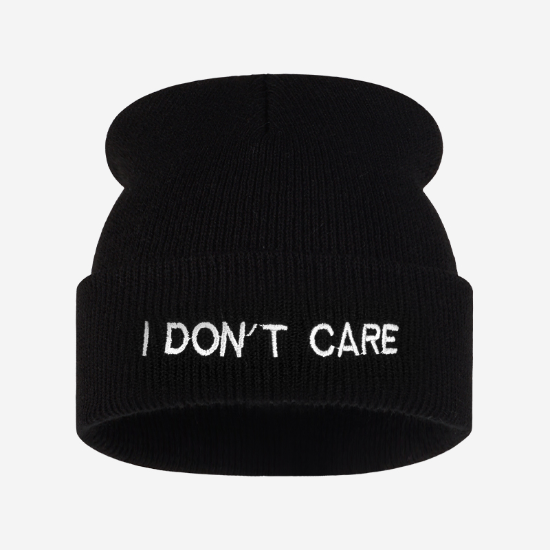 I DON'T CARE Text Knit Cuffed  - đánh giá và giá Beanie Cuffed Knit