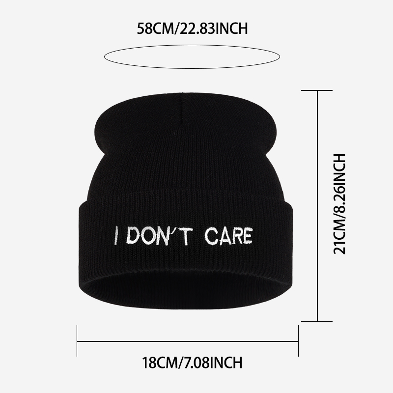 I DON'T CARE Text Knit Cuffed  - đánh giá và giá Beanie Cuffed Knit