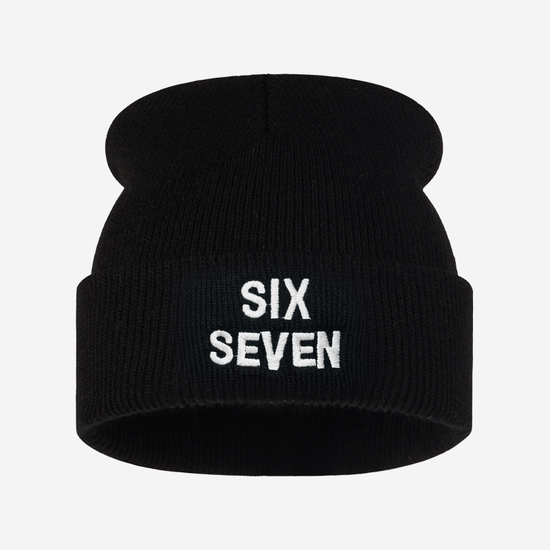 SIX SEVEN Letter Embroidered K - đánh giá và giá Beanie Cuffed Knit