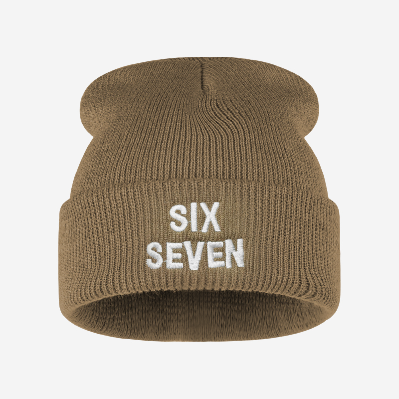 SIX SEVEN Letter Embroidered K - đánh giá và giá Beanie Cuffed Knit