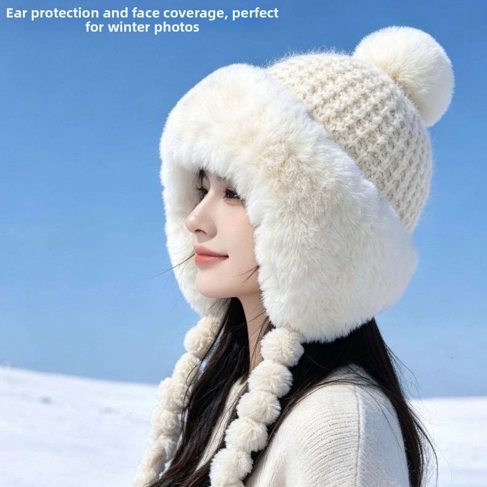 Fleece Lined Pompom Braids Hat - đánh giá và giá Trapper Hat Ear Flap